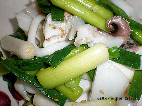 마늘쫑과 갑오징어