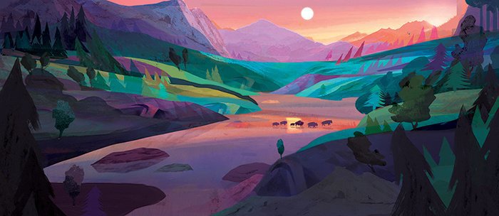 네온 색감의 그림들